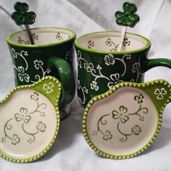 temp-tations® set of two café mugs in Floral Lace™ Shamrock, green - Picture 2 of 7